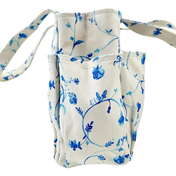 Hill House The Market Tote White & Blue Floral Embroidered Bag - Picture 7 of 12